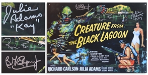 Creature From the Black Lagoon Cast-Signed Metal Poster -- Signed by the Creatures Ricou Browning and Ben Chapman, and Also by Julie Adams